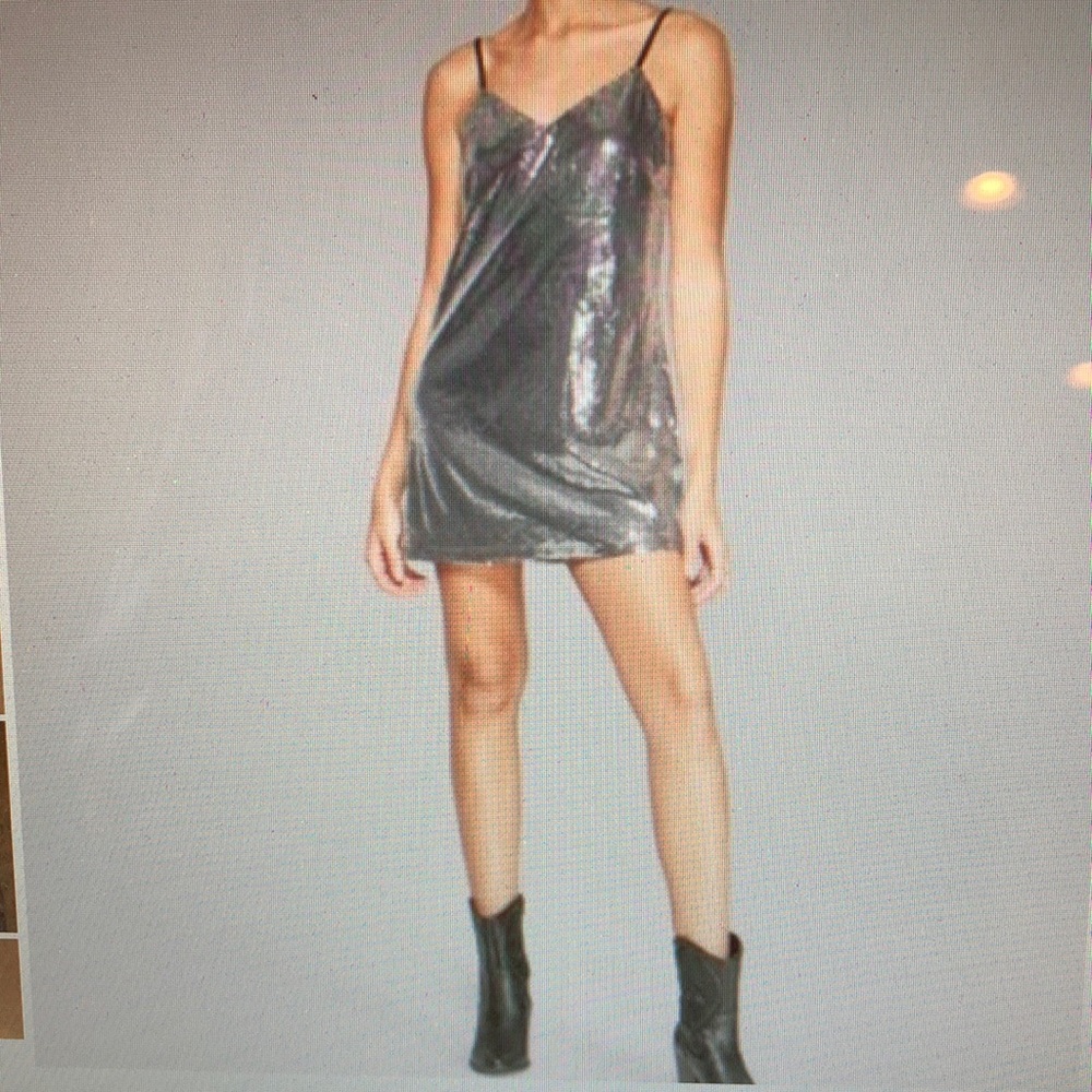 Wild Fable strappy silver sequin dress sz xs